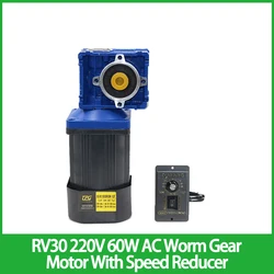 RV30 220V 60W AC Worm Gear Motor With Speed Reducer Speed Regulator High Torque Hot Sale Motor Adjustable speed Can CW CCW