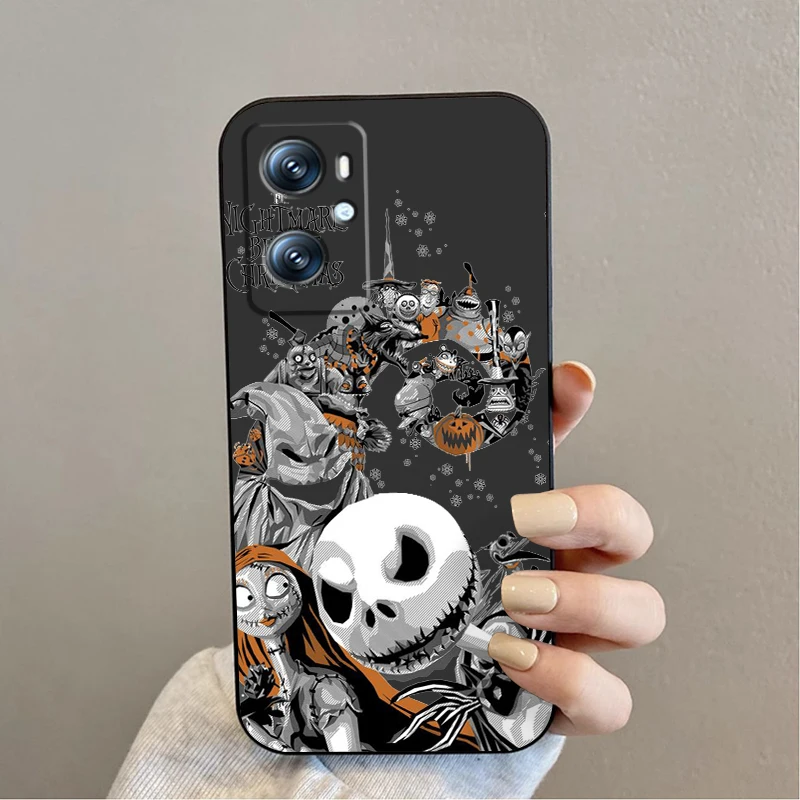 Christmas Eve Skull Disney For OPPO Find X6 X5 X3 A54S A5 A94 A16 A53S A57 A74 A72 A98 A78 A96 A9 5G Black Soft Phone Case