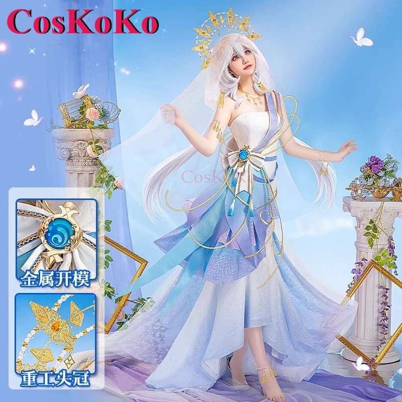 CosKoKo Furina Cosplay Game Genshin Impact Costume Qian Xi Skin Elegant Sweet Formal Dress Halloween Party Role Play Clothing