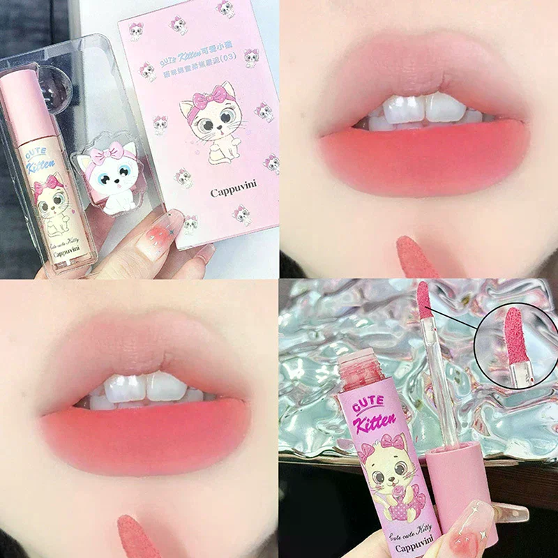 Mousse impermeable Cappuvini brillo de labios suave fácil de usar terciopelo melocotón rosa labio barro desnudo duradero lápiz labial líquido maquillaje cosmético