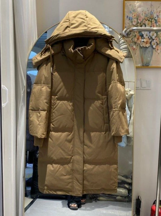 2025 겨울 중장기 여성용 다운 재킷 출퇴근용 후드 루즈 스타일