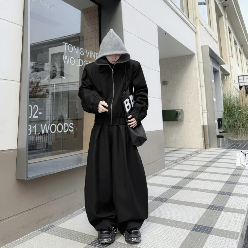 

Spring 2026 Men's Faion Hooded Jaet And Pants Set Two-Piece Color Blo Casual Streetwear Sle Long Sve Polyester