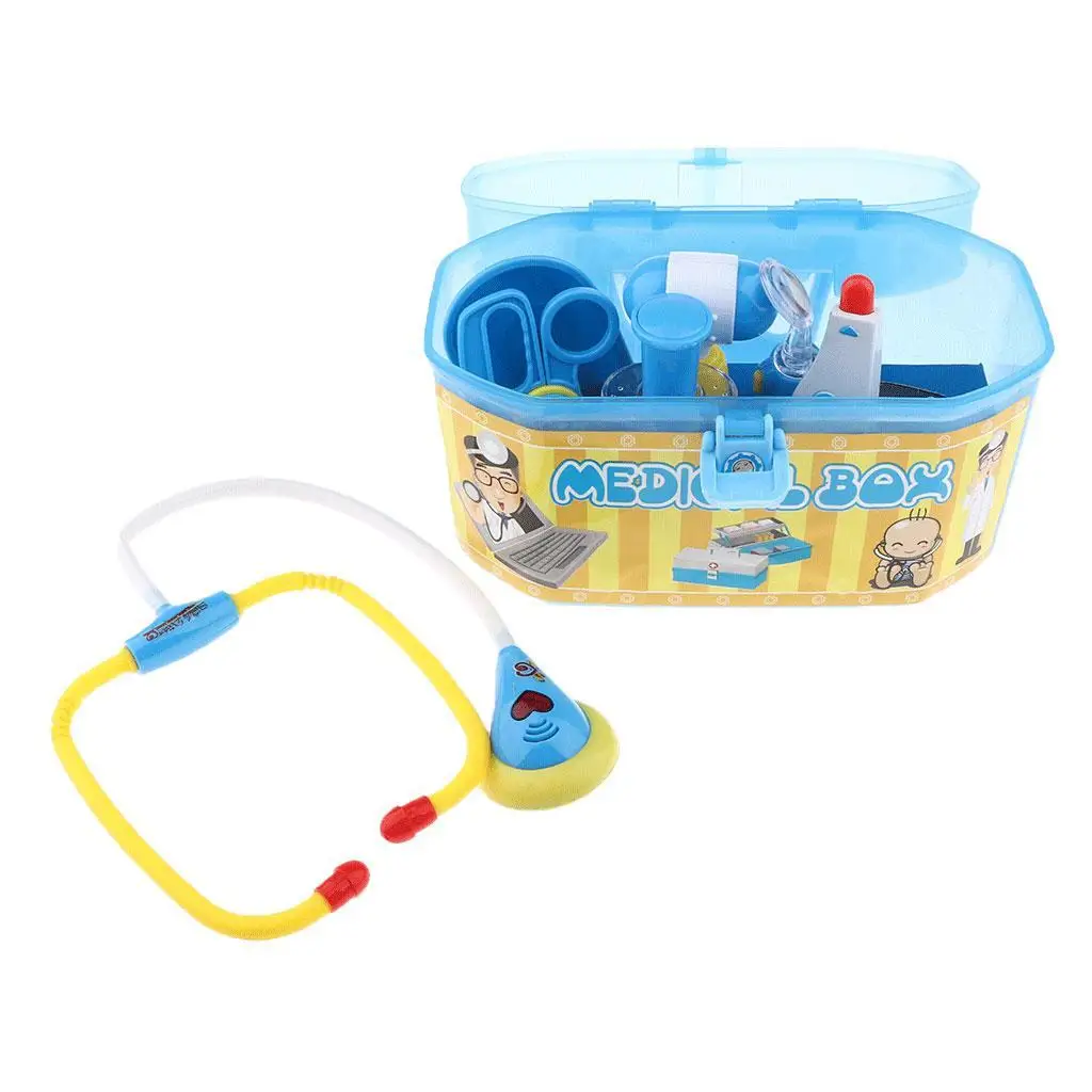 Crianças médico ferramentas caixa kit playset fingir jogar brinquedo educativo presente