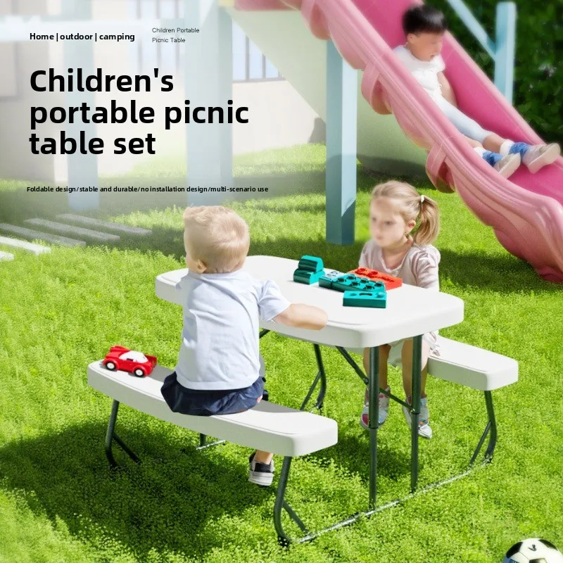 Thickened HDPE picnic table foldable outdoor camping portable