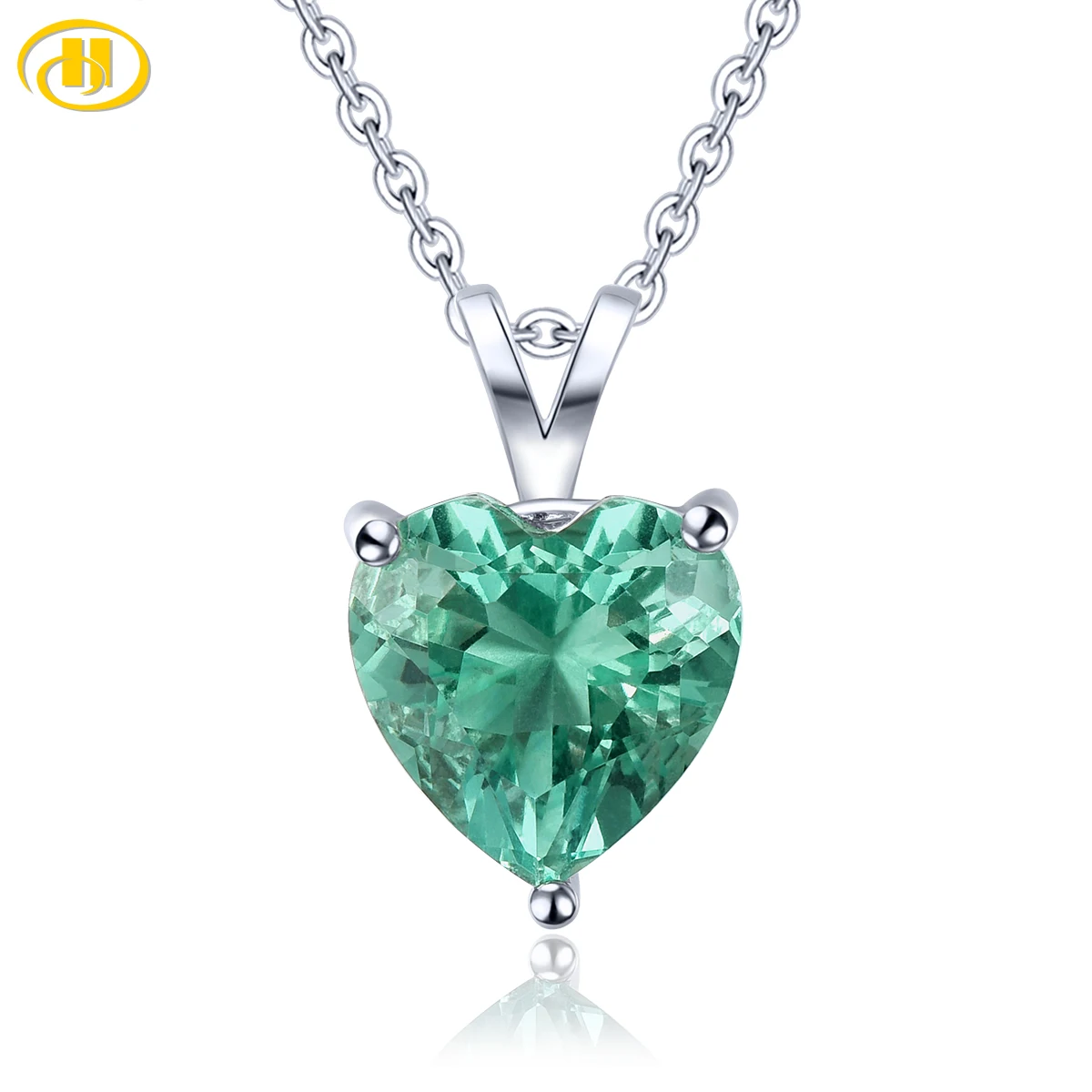 

Natural Green Fluorite Solid Sterling Silver Pendant 3.9 Carats Genuine Gemstone Romantic Heart Design Women Lovley Gifts