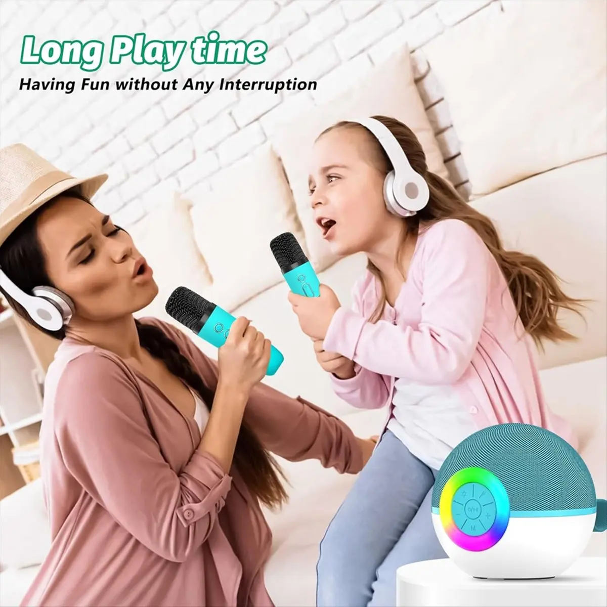 

(BOFF) Мини-караоке-колонка, портативный Bluetooth-микрофон, игрушка для пения со светодиодной подсветкой, подарок на Рождество и день рождения для детей, A