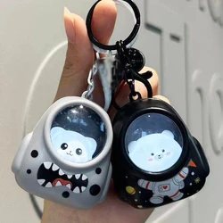 Mini Caotoon Keychain Flashlight Cute Bear Cat Bag Small Night Light Keychain Kawaii Bags Hang Creative Light Key Rings Pendant