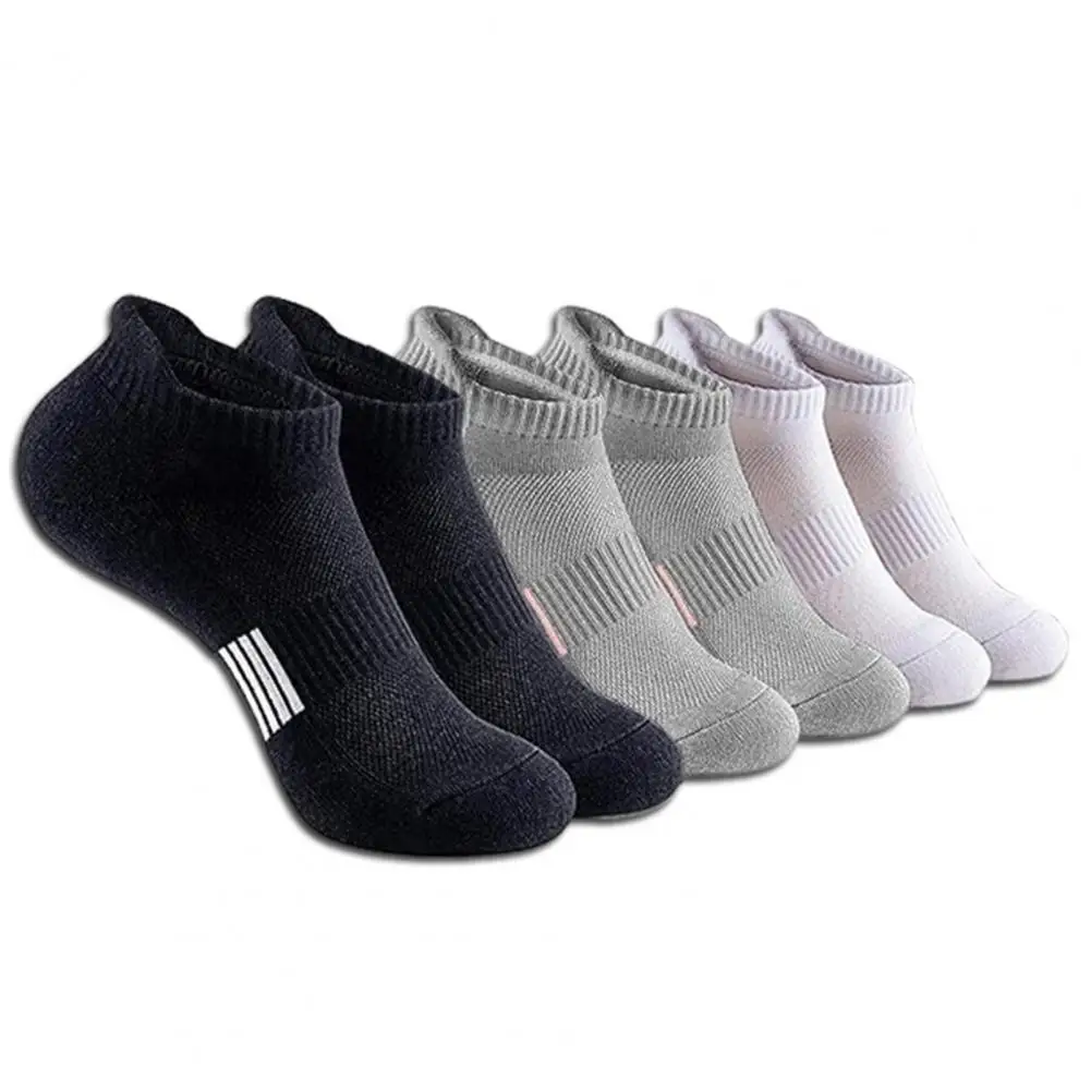 5 Pairs Ankle Socks Wear Resistant Elastic Breathable Moisture-wicking Washable Non-Fading Running Athletic Socks