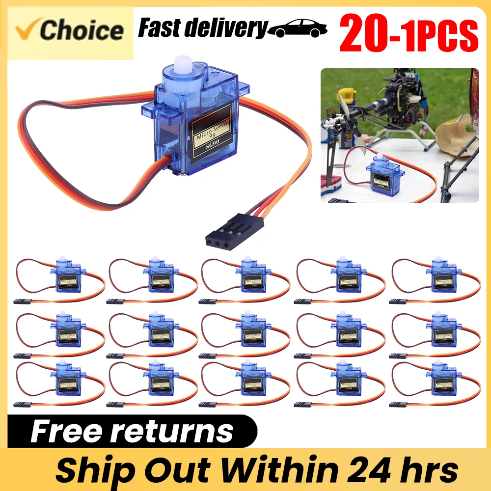 1-20 pces sg90 9g micro servo motor digital asa fixa micro engrenagem servo motor 180/360 graus para avião helicóptero