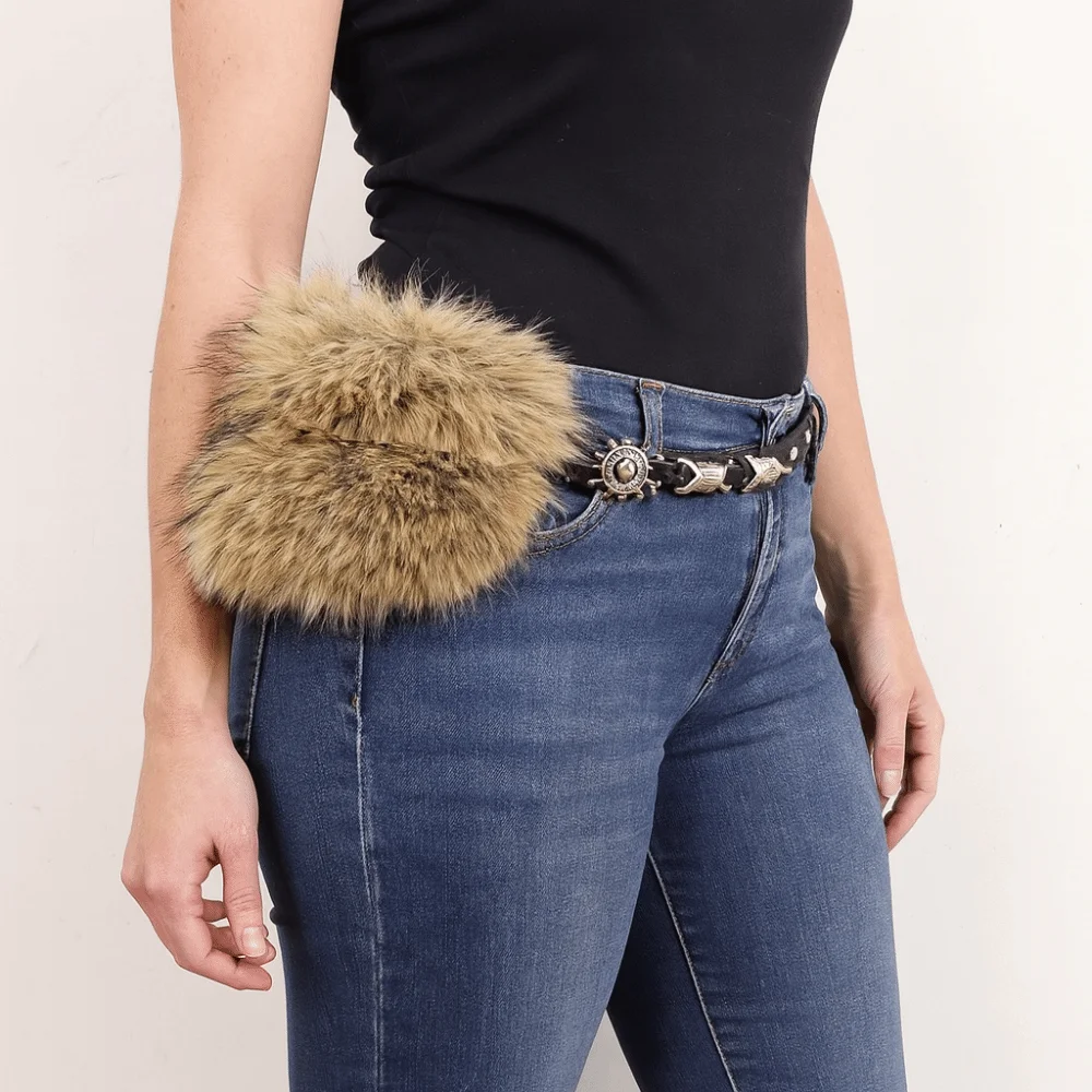

Retro PU Leather Leather Fur Belt Faux Fur Punk Furry Waistband Korean Style Spicy Girl Style Plush Belt Female/Girls
