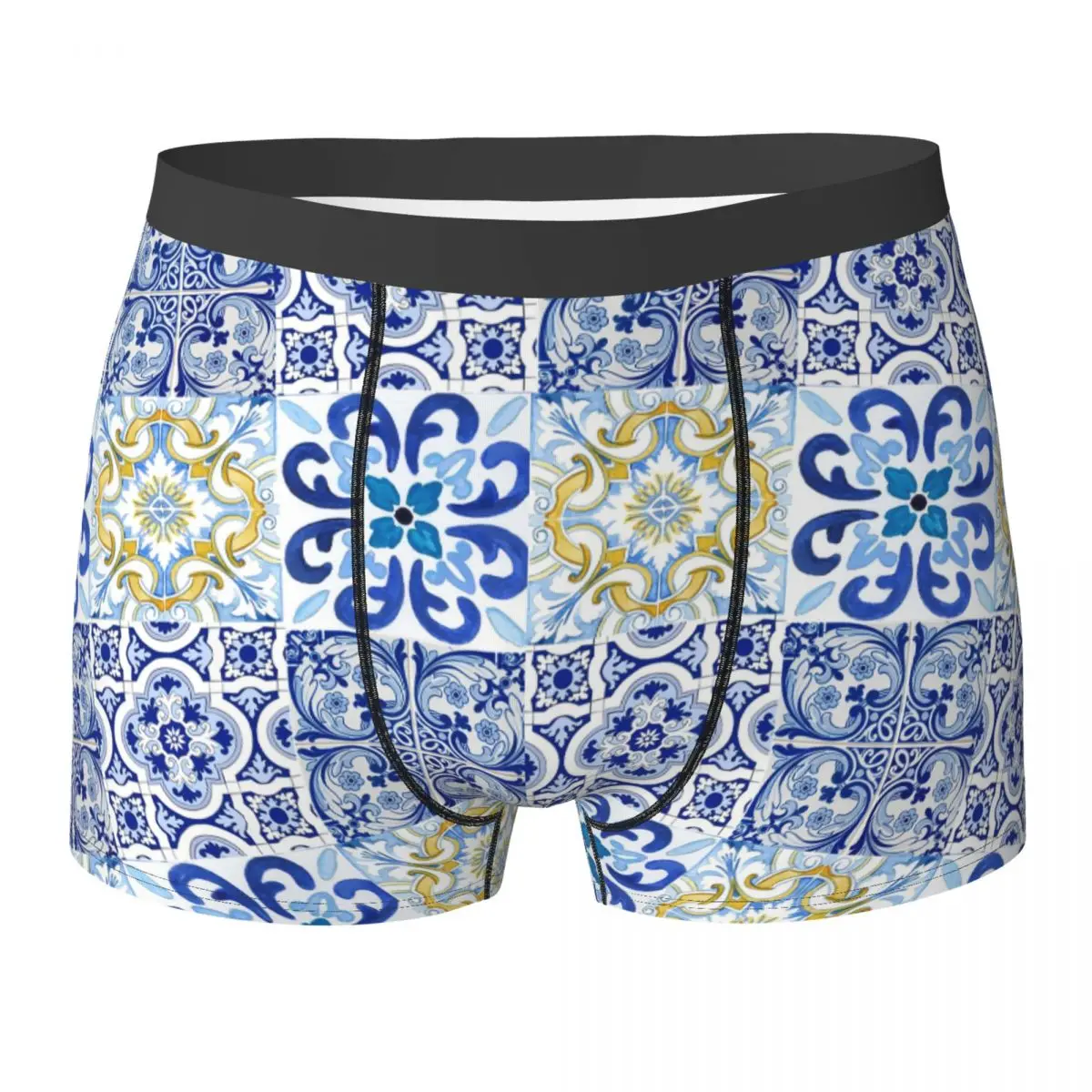 Boxer Underpants Shorts Sicilian Tiles,mediterranean,mosaic,lemons Panties Men's Underwear for Homme Man Boyfriend Gifts