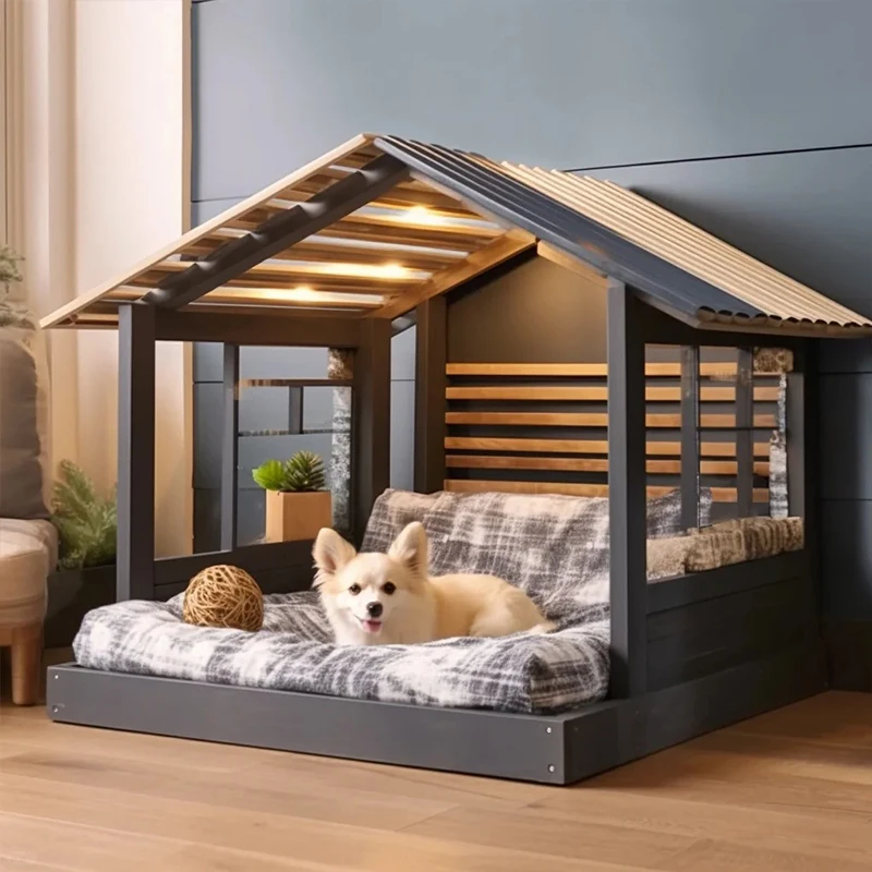 

Customized Furniture Manufacturer Popular Wood Pet Beds Anti-Static Waterproof Dog Cat House with Animal Pattern OEM Available