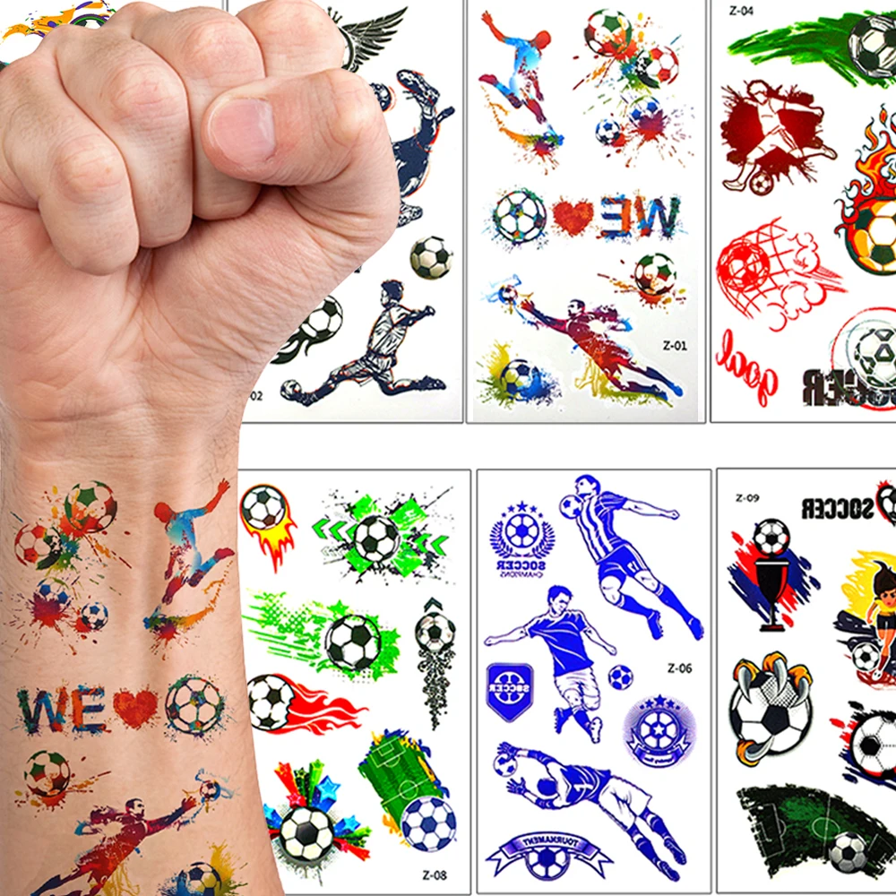 

Colorful Football Tattoo Stickers Waterproof Lasting Football Luminous Temporary Tattoo Sticker Birthday Party Women Men Tattoos