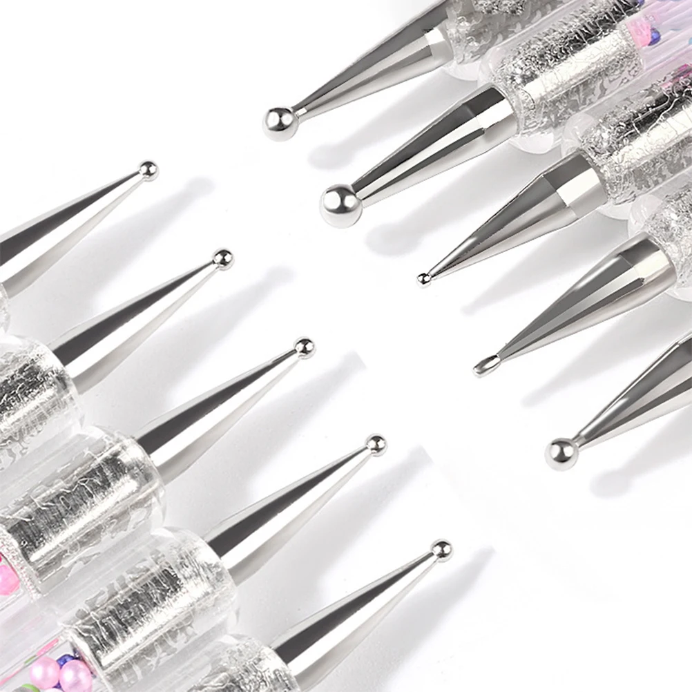 

5 pcs Nail Art Pen Double-Ended Rhinestone Brush Durable Lightweight Handle Easy Carry Professional Home Use Toolsnail Art