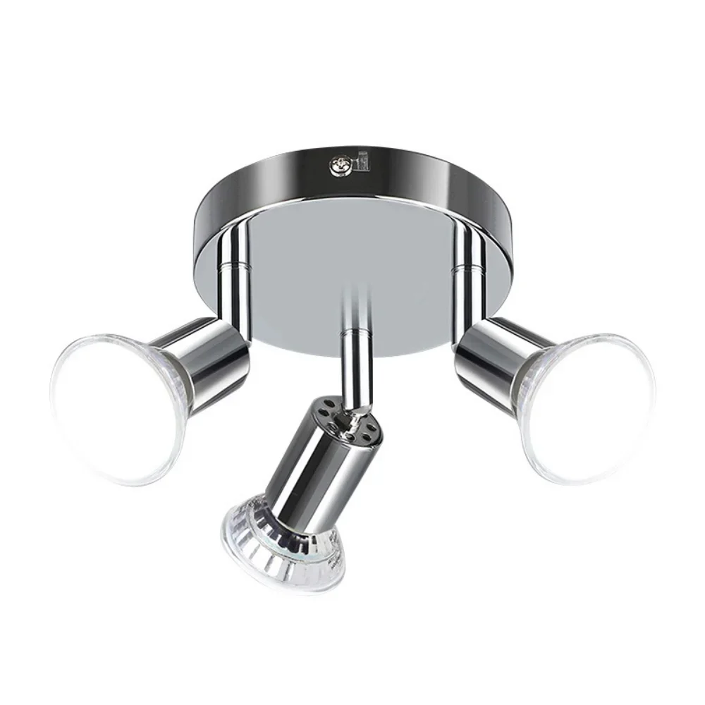 Rodada Chrome LED teto Spotlight, giratória LED Light, Modern Sala de estar Luz, 1, 2, 3, 4 Lâmpadas