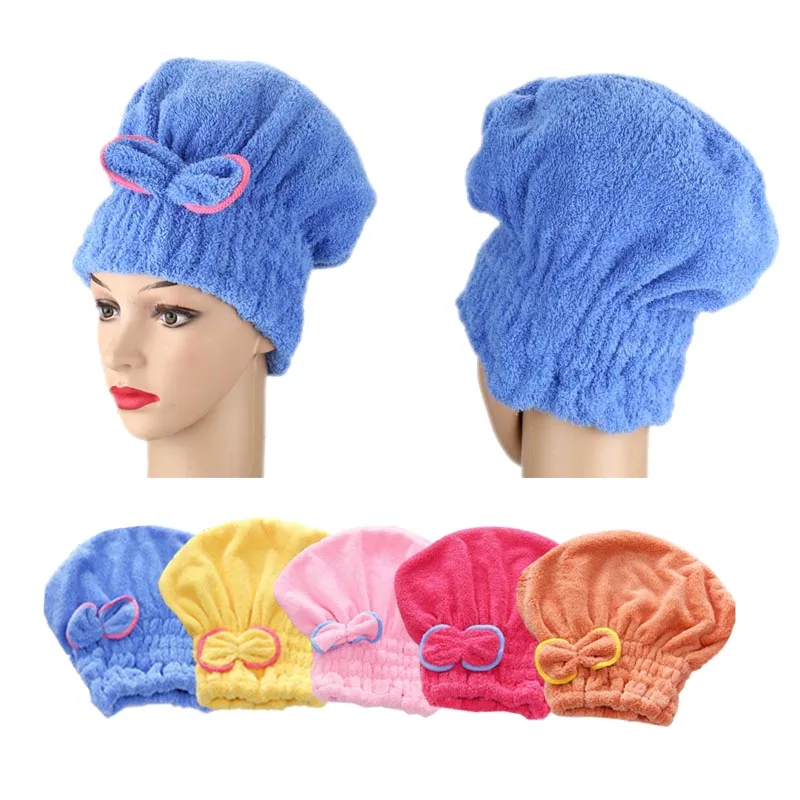 Microfiber Quick-drying Spa  Bow Wrapped Towel Cap Is Absorbent Not Easy To Lose Hair White Light Pink Blue Red Light Purple