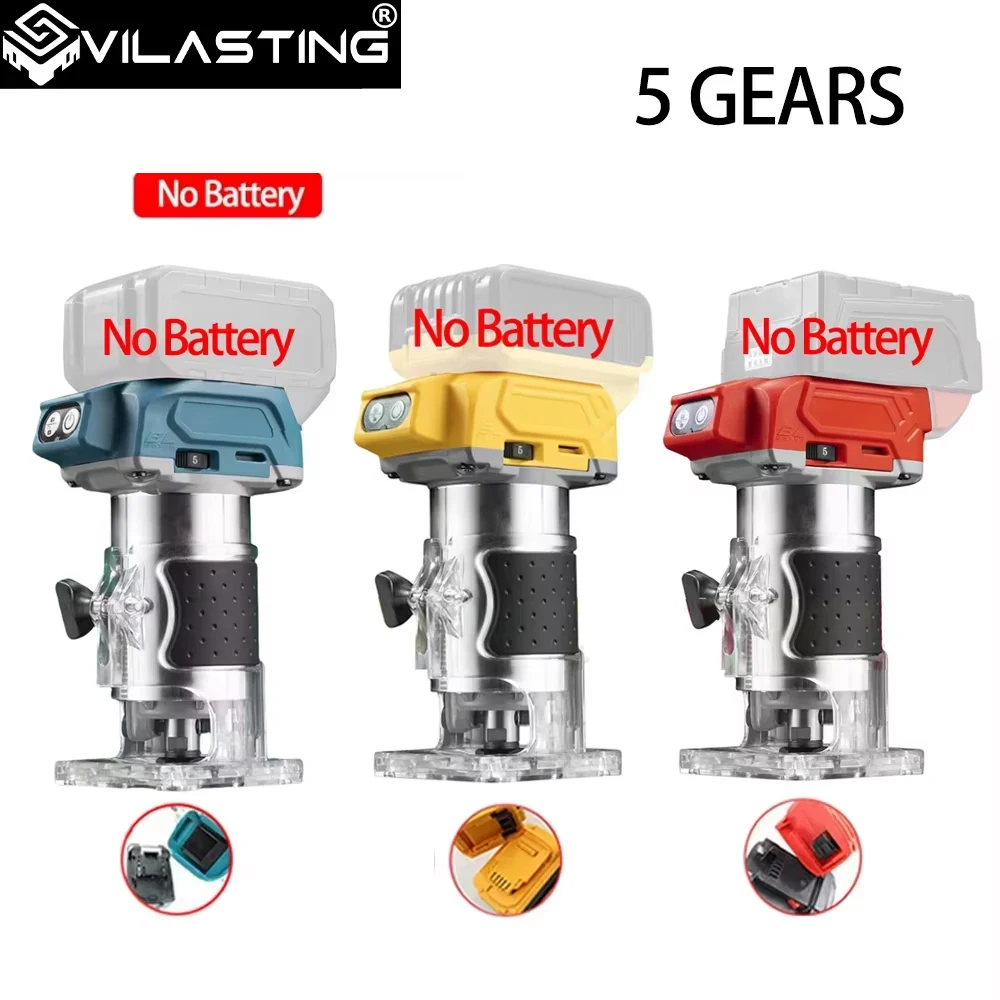 VILASTING Brushless Electric Trimmer Woodworking Trimming Wood Router Milling Engraving Slotting For Makita/Dewalt/Milwaukee 20v