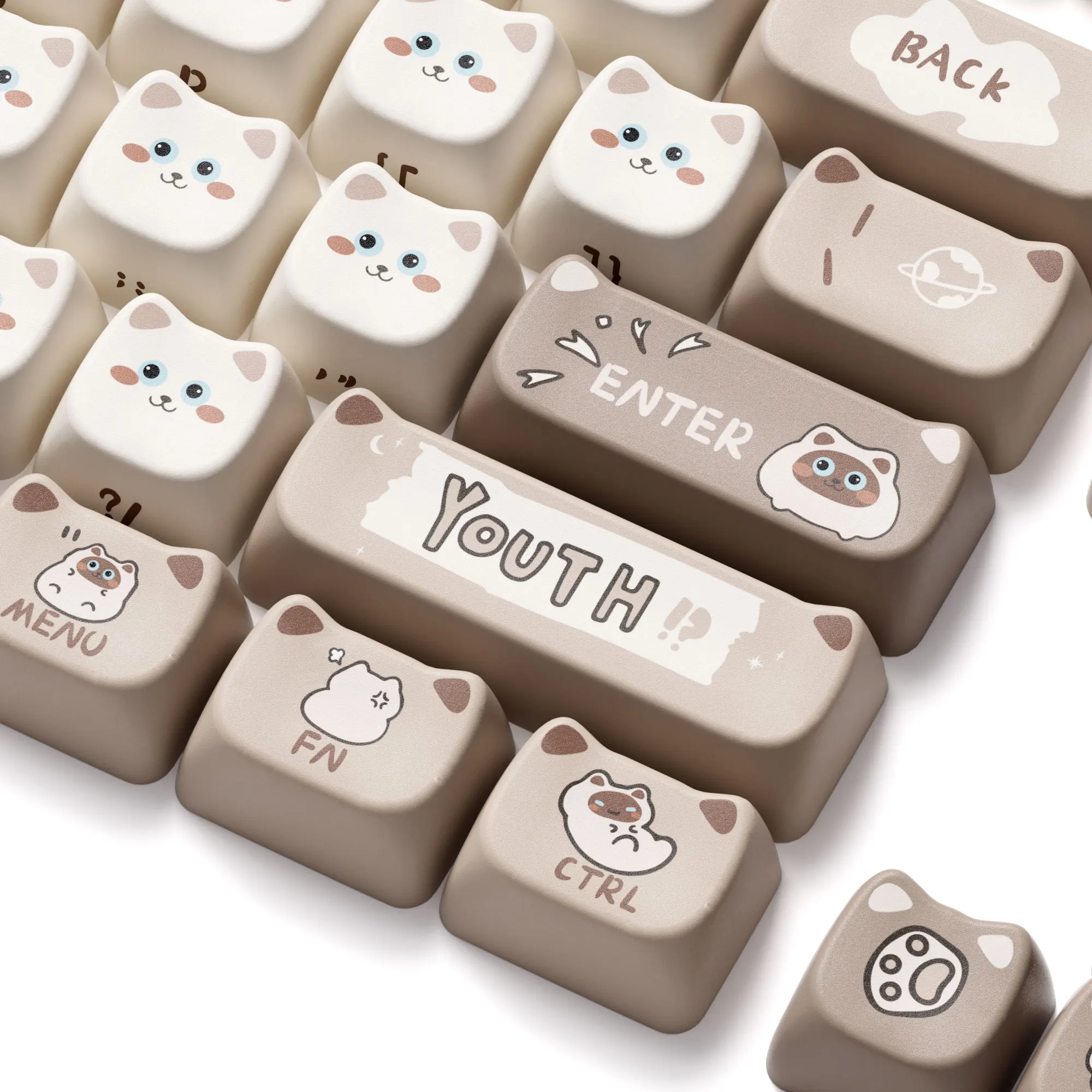 Akko Siamese Cat Tastenkappen-Set, 142 Tasten, MAO-Profil, PBT-Farbsublimations-Tastenkappen für mechanische Tastatur mit 61/68/75/87/98/108 Layout