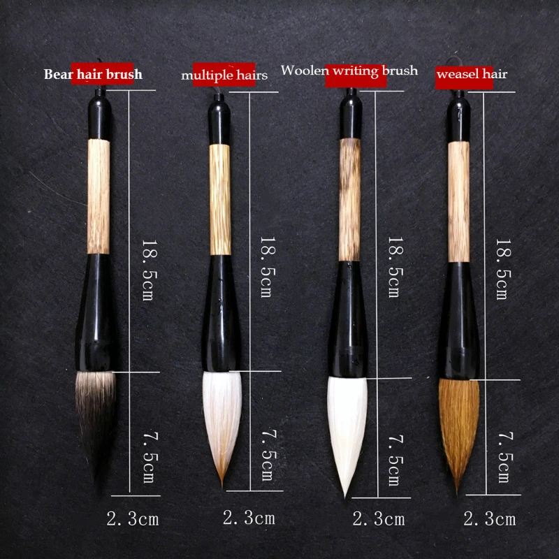 Chinese Traditional Calligraphy Brush Pen Wolf Goat Hair Hopper-shaped Brushes Woolen Weasel Bear Multiple Hair Writing Painting