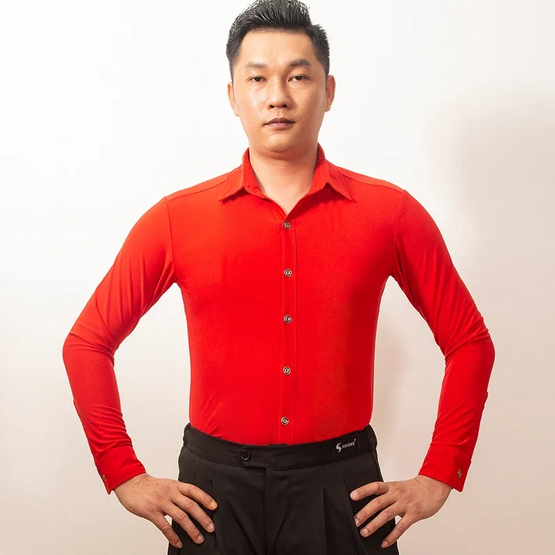 

Рубашка для латинских танцев, тренировочная одежда, мужские топы для латинских танцев, мужские топы для сальсы, румбы, профессиональная одежда для современного танца, современные бальные танцы