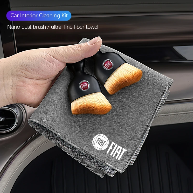 Car Interior Cleaning Tools Microfiber Wash Towels Cleaning Brush For FIAT 500 Ducato Panda Grande Punto Tipo Abarth Pulse Mobi