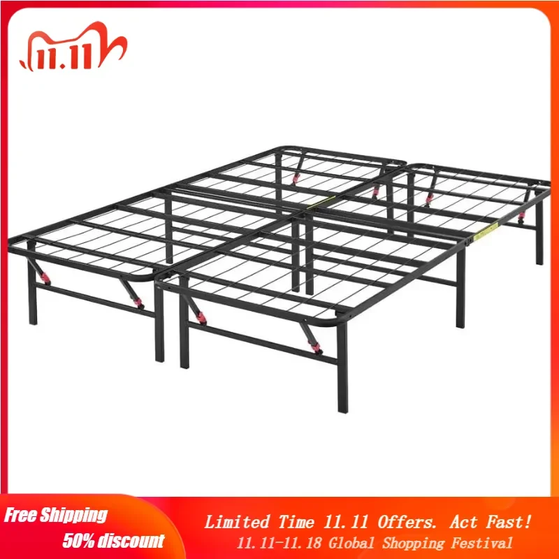 

Foldable Metal Platform Bed Frame with Tool Free Setup, 14 Inches High, Sturdy Steel Frame, No Box Spring Needed