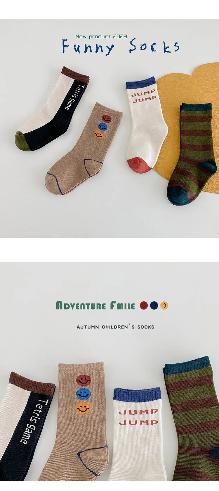 4 Paar Kindersocken Frühling Herbst Brief Sport Baumwollsocken Kinder Jungen Mädchen Wadensocken – Detail 5