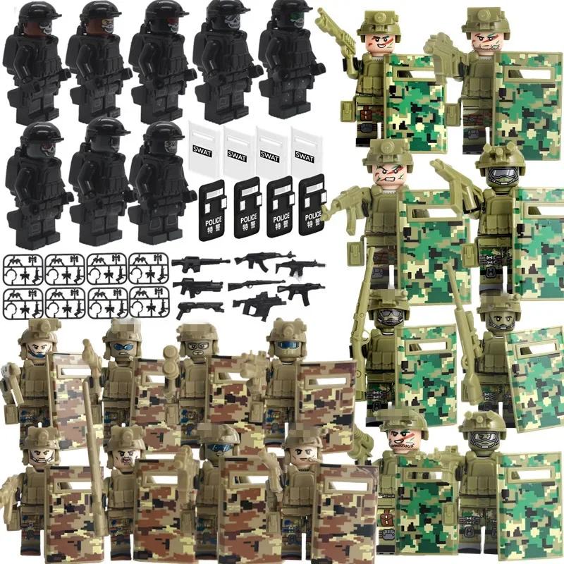 軍事用積み木、幽霊特殊警察、子供たちが人形を組み立てる小さな粒子、兵士、ジープの武器