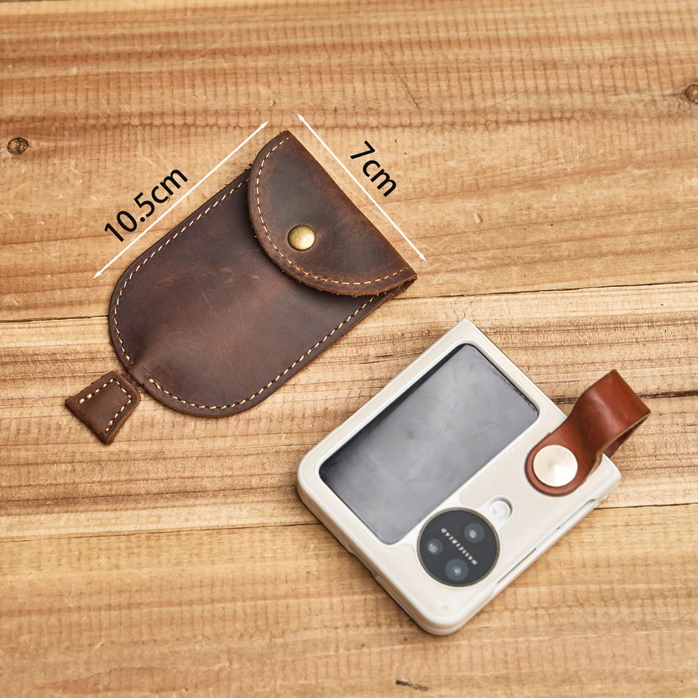 ZRCX Minimalist Genuine Leather Mini Key Bag Portable Keychain Small Pocket Key Pouch for Daily Use