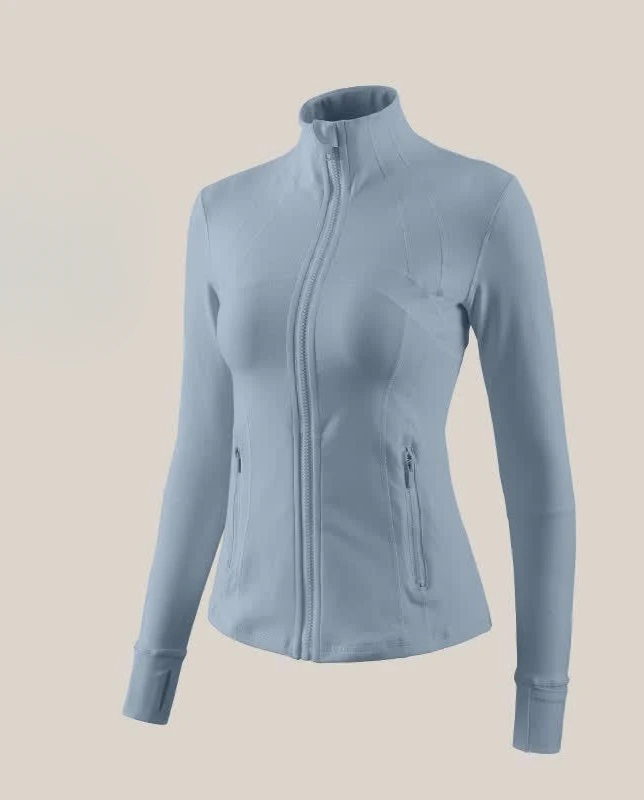 Casual Quick-drying Breathable Sports Fitness Zipper Yoga Wear Women's Autumn Winter Running Jacket Slim Stand-collar Warm Top