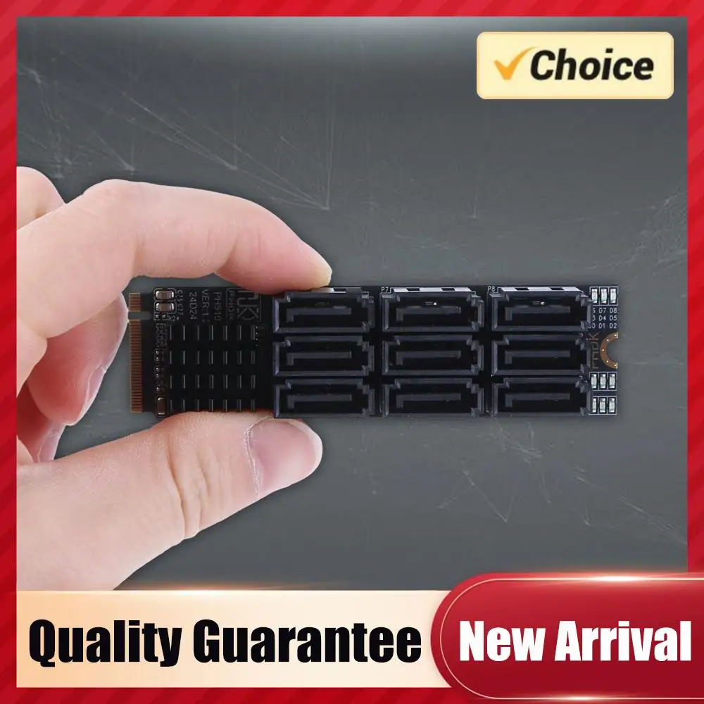 

Адаптер M.2 M-Key NVMe на 9 портов SATA 3.0, 6 Гбит/с, карта расширения M.2 NVME M-Key на 9 портов SATA, PCIe 3.0 X2, для увеличения емкости жесткого диска
