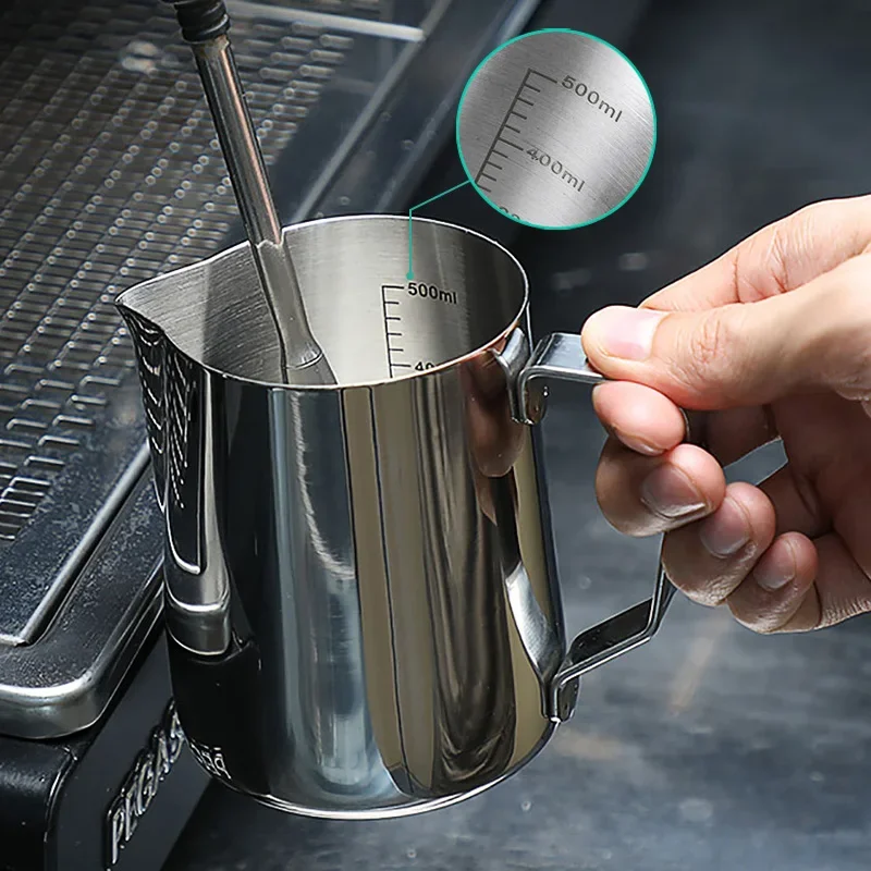 

Coffee Milk Frothing Jug Latte Art Milk Frother Pitcher Stainless Steel Measurement Jug Espresso Barista Tool Coffee Accessories