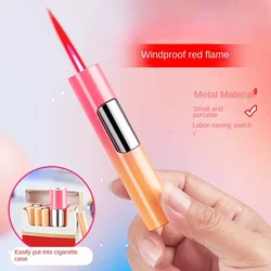 Wholesale Red Flame Pen Type Torch Turbo Butane Gas Lighter Metal Windproof Portable Cigar Lighter Gadget Unisex