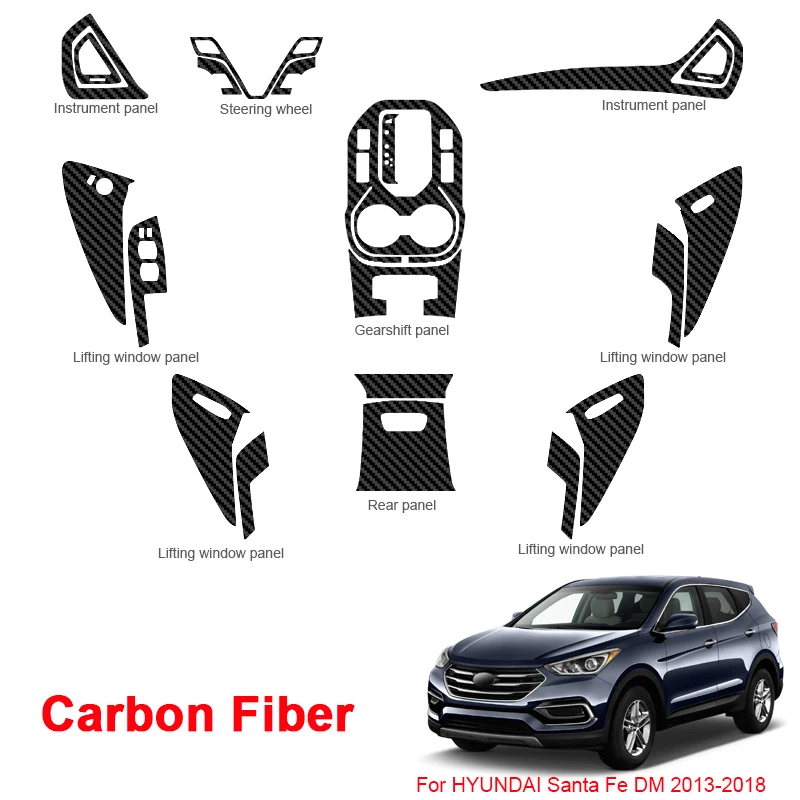 

For Hyundai Sante Fe IX45 DM 2013-2018 Car Interior Sticker Lifting Window Panel Decal Gear Box Dashboard Film Auto Accessory