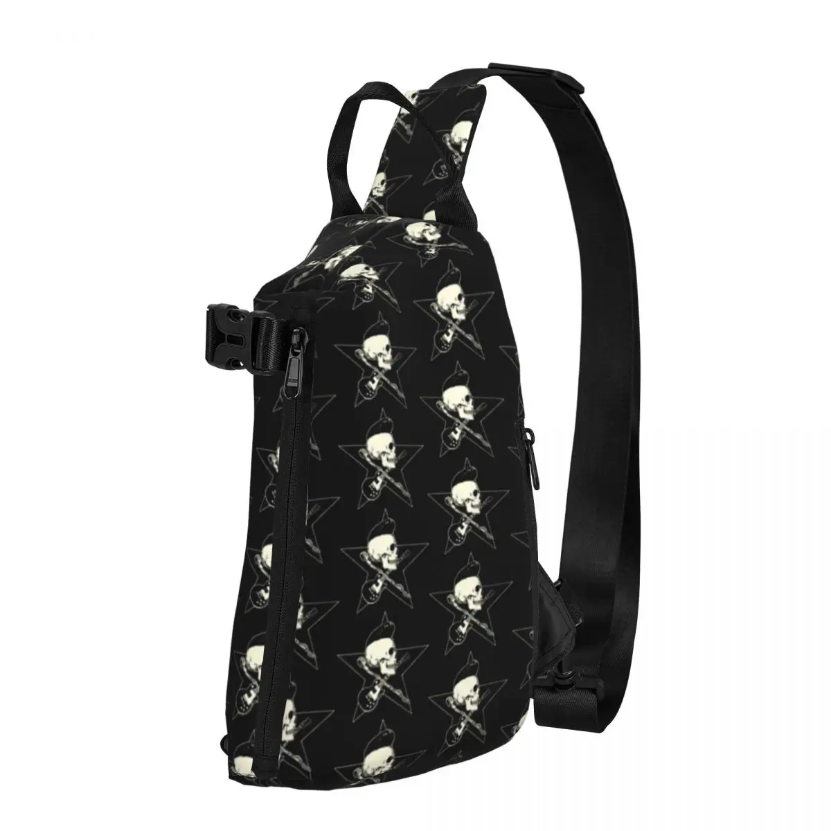 Skull Music Lover Chest Bags Electric Guitar Graphic Design Shoulder Bag Modern Phone Small Bag Cycling Fishing Sling Bags