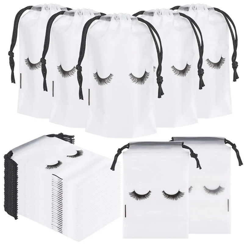 100Pcs Lash Bags for Clients Lash Goodie Bags for Clients Lash Aftercare Bags Eyelash Extensions Makeup Bags Clear