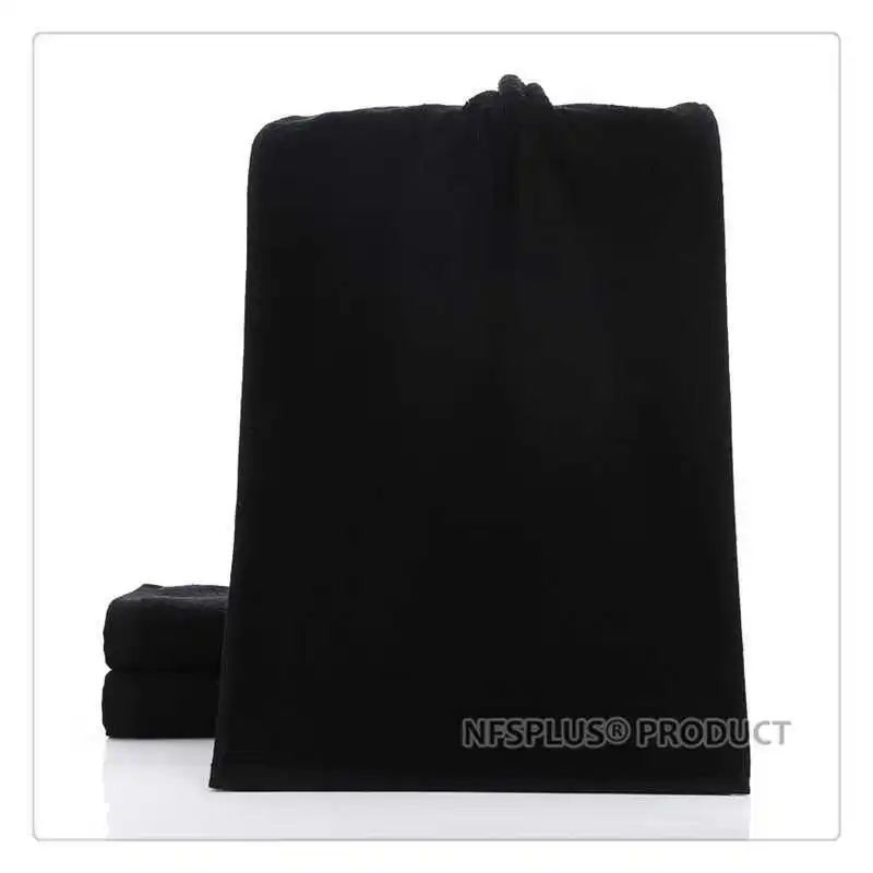 Black Cotton Bathroom Face Towel White Thick Heavy Terry Washcloth For Travel Beach Sports SPA Gym 34x75cm Hand Towels For Adult