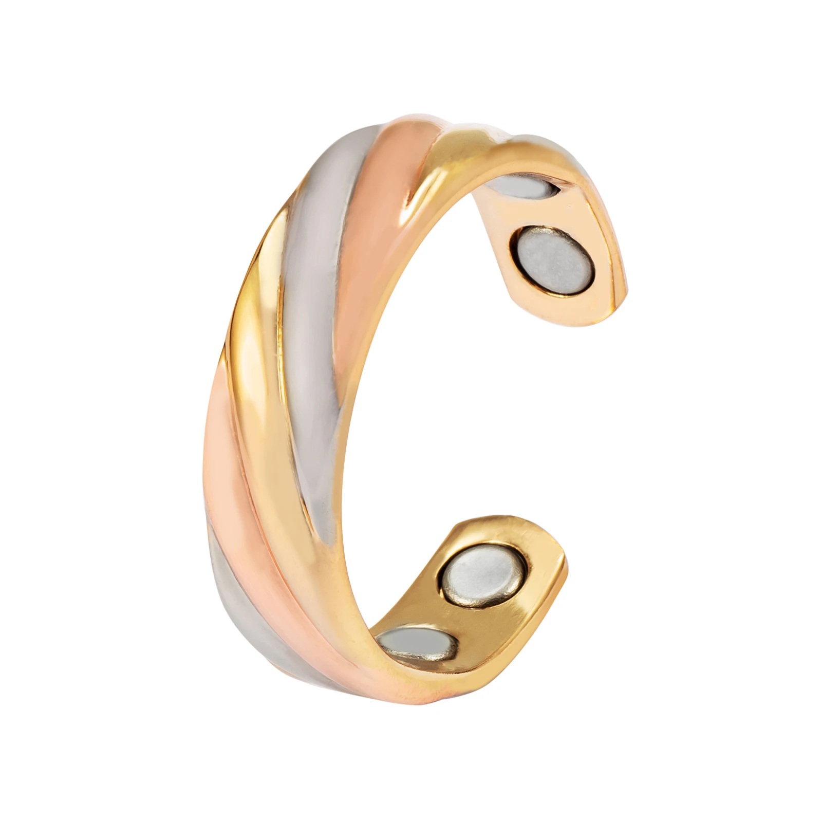 

Wollet Fashion Ladies Ring 3 Color Gold Silver Rose Copper Magnetic Ring Adjustable Size Female Magnet Jewelry Finger Wear