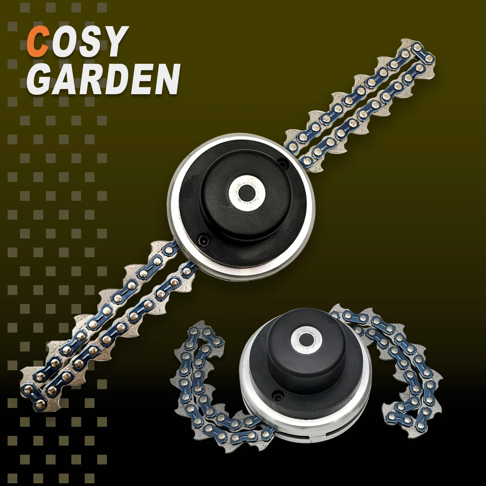 Chain Trimmer Head 13 Inch Brush Cutter Chain Weed Eater Head Heavy Duty Metal Chain Trimmer Head Universal Fit