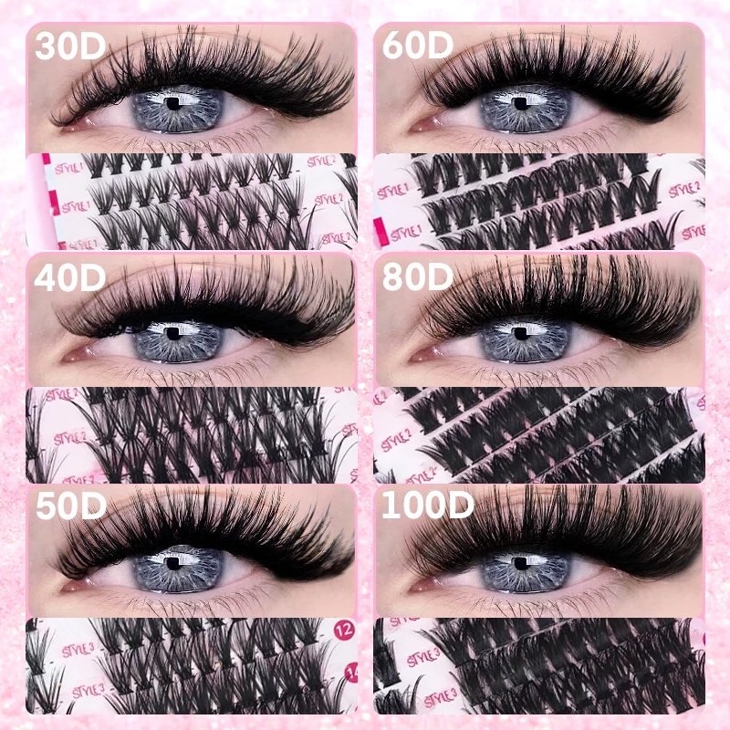 Large Capacity Eyelashes False Eyelashes 30D 40D 50D 60D 80D 100D Mixed Pack with Glue Tweezers, Glue Exquisite Gift Box