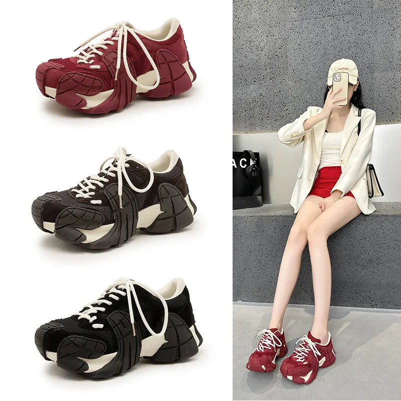 

Trendy Octopus Dad Shoes for Women Thick Bottom Casual Sports Shoes Breathable High Top Princess Style Princess Style