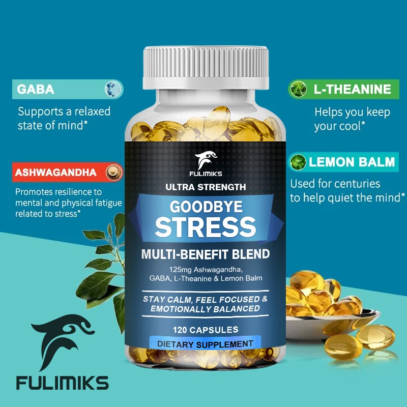 Goodbye Stress Capsules - Contains GABA, L-Theanine To Relieve Mood and Stress Relief, Supplement Capsules