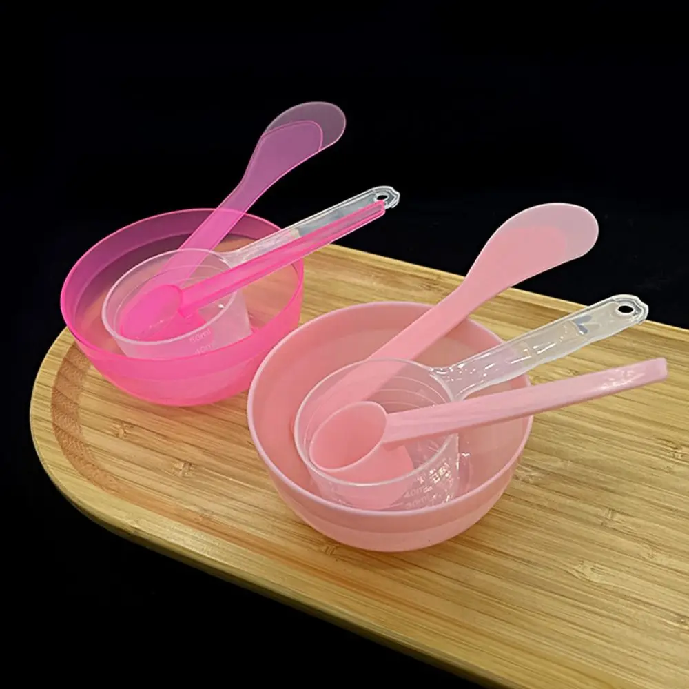 4 ピース/セットメイクアップツール DIY フェイスマスクミキシングボウルセットプラスチックミニフェイシャルマスクスパチュラツールソフト計量スプーンスティック美容