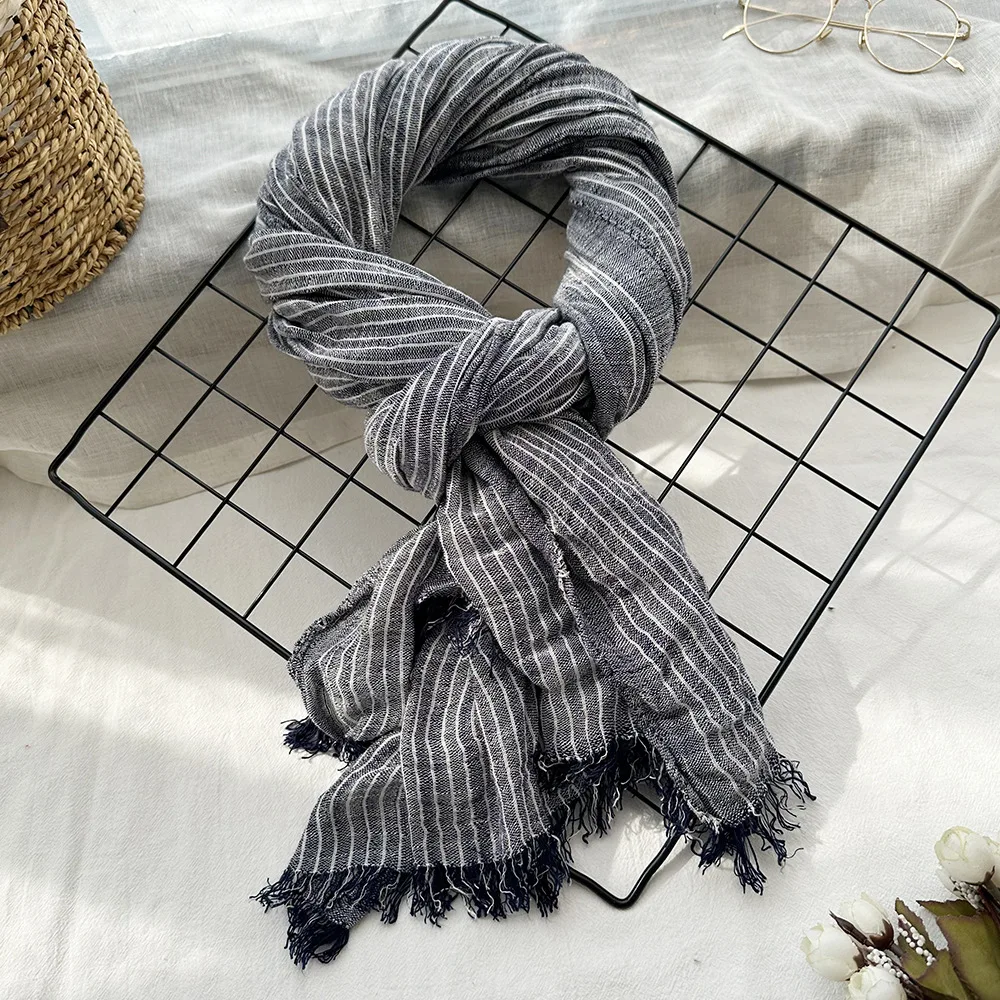 Cotton Linen Fashion Men Scarf Autumn Winter Men\'s Striped Scarves Warm Neckerchief Male Accessories Shawl Wrap Bufanda