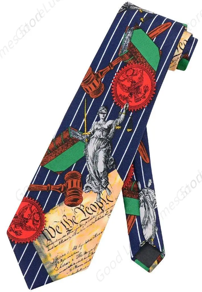 Mens Lawyer Scales of Justice Necktie Black Neck Tie