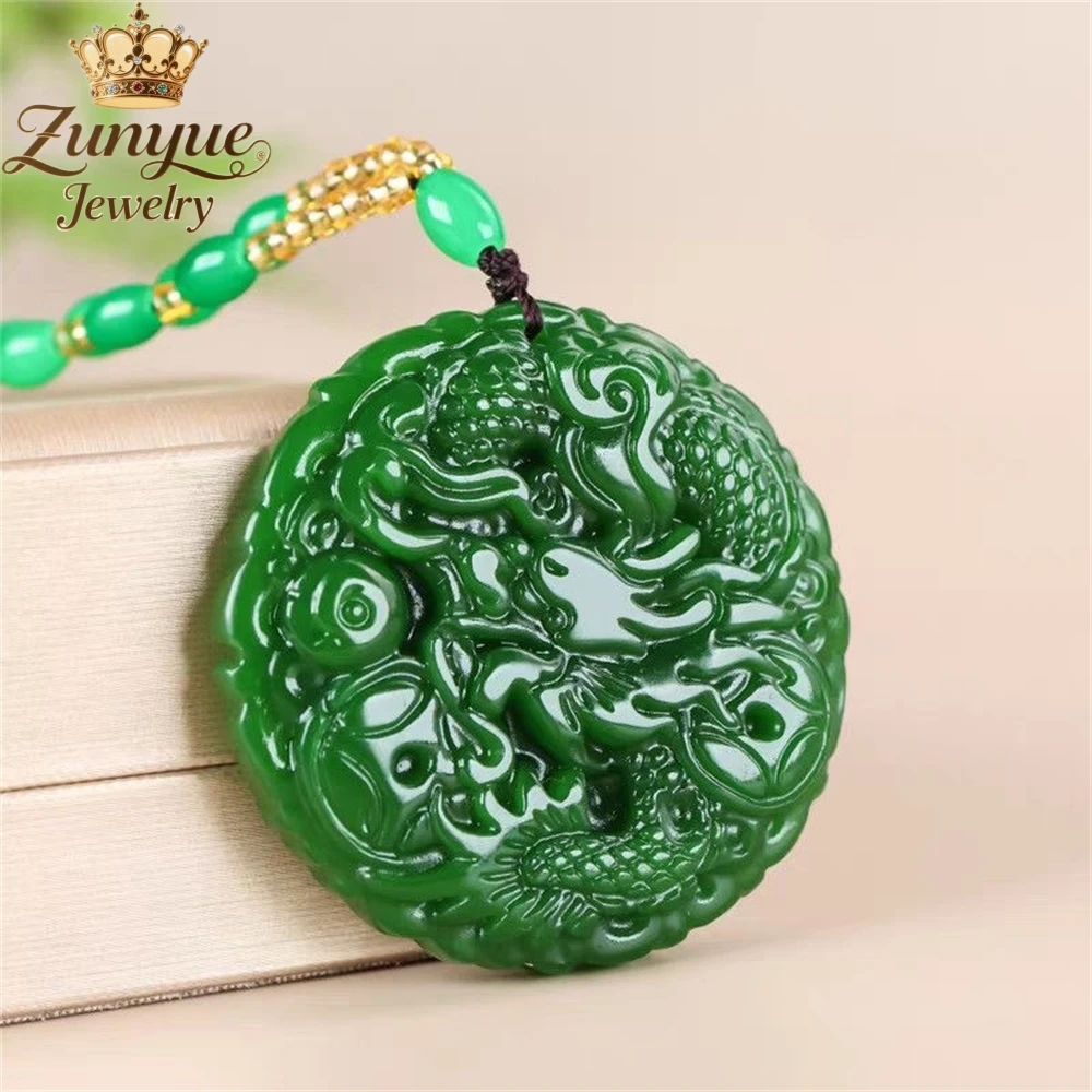

High-End Natural Hetian Jade Carved Dragon Pendant Luxury Quality Jewelry Fashion Jewelry Exquisite Elegant Charms Popular Gift