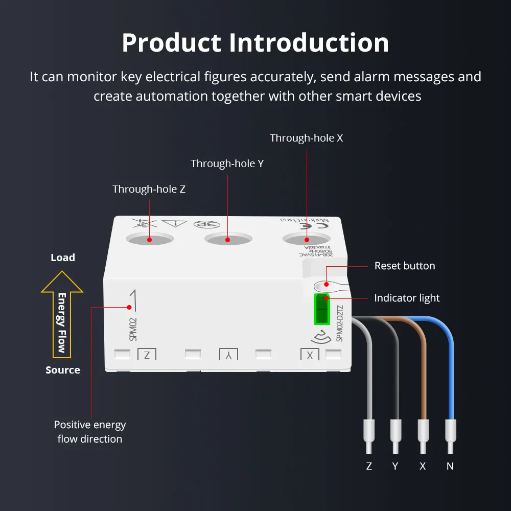 Yagusmart 3 Phase 4 Wire Smart Energy Meter 63A Tuya Zigbee WiFi Power Monitoring Alarm Sensor 208V 415V Smart Life APP Control