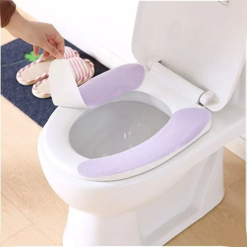 2 Pairs Adhesive Toilet Seat Stickers, Random Color Portable Toilet Cushion Pads for Home Travel