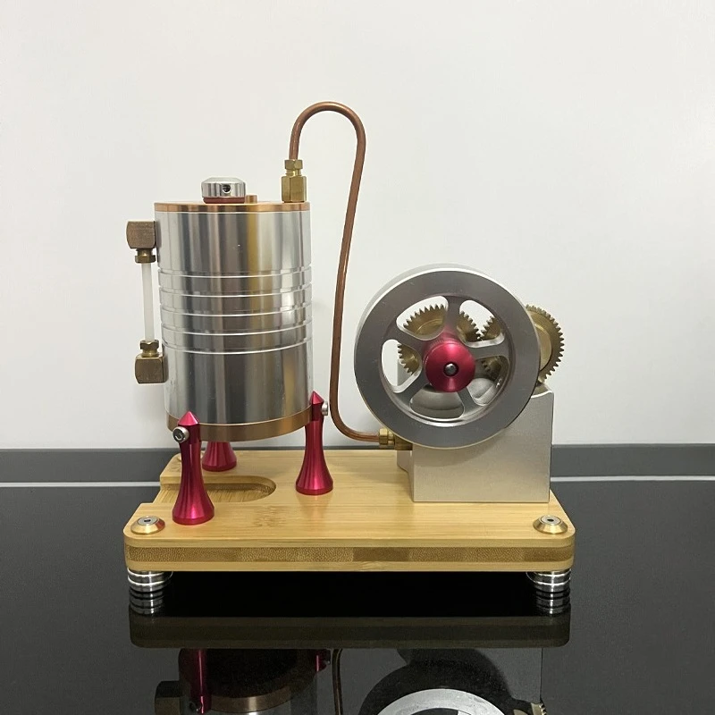 K007 Vertical Steam Engine Set Precision Large Cylinder Heating Boiler Metal Model Toy