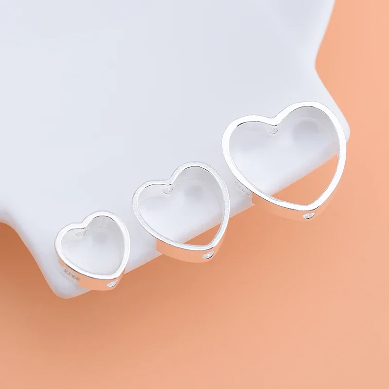 Handmade DIY Material 925 Sterling Silver Beaded Bracelet Accessories Heart-shaped Hollow Beads Love Bead Frame Accessories